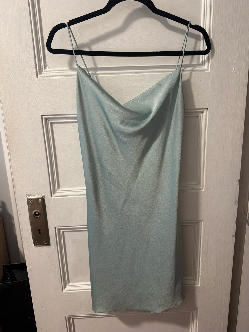 Alice + Olivia Pale Mint Satin Cowl Slip Dress
